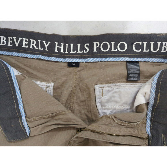 Beverly Hills Polo Club Tan Flat Front Short - Size 34 - High Waist Casual - Picture 9 of 10